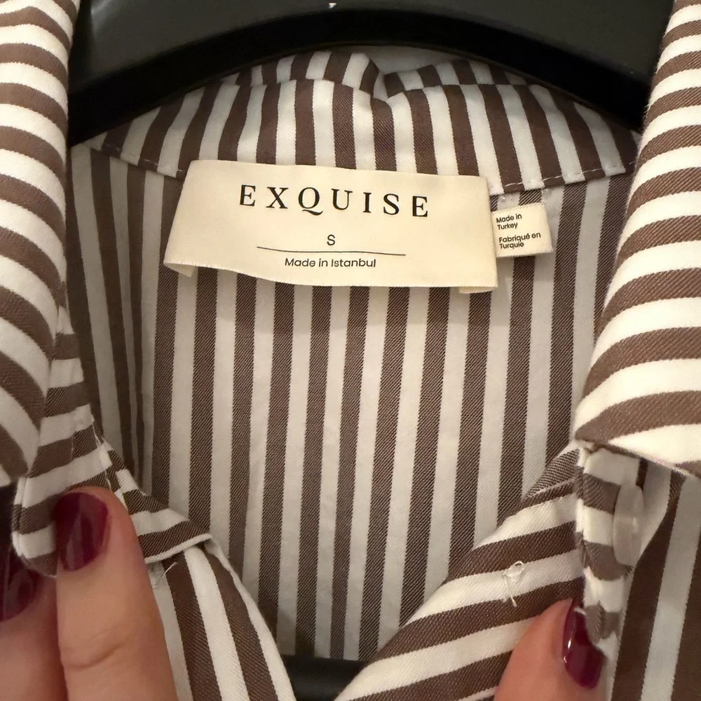 Anthropologie Striped Brown and White Dress - Picture 2 of 2